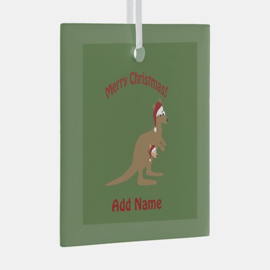 Merry Kerstkerkangaroos Glas Ornament (Voorkant Rechts)
