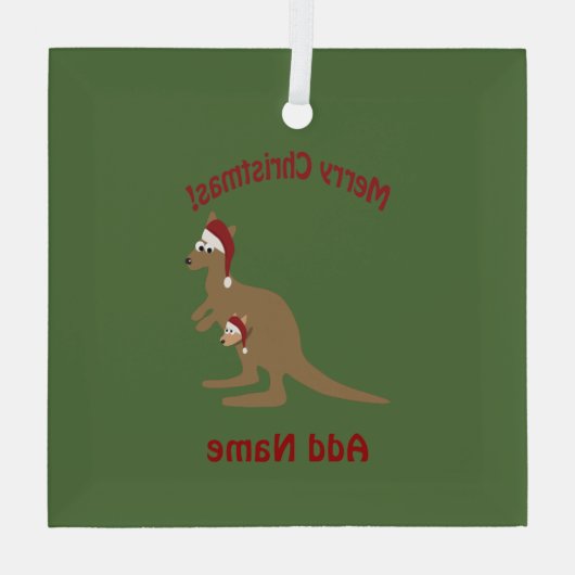 Merry Kerstkerkangaroos Glas Ornament (Achterkant)