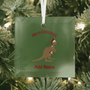 Merry Kerstkerkangaroos Glas Ornament
