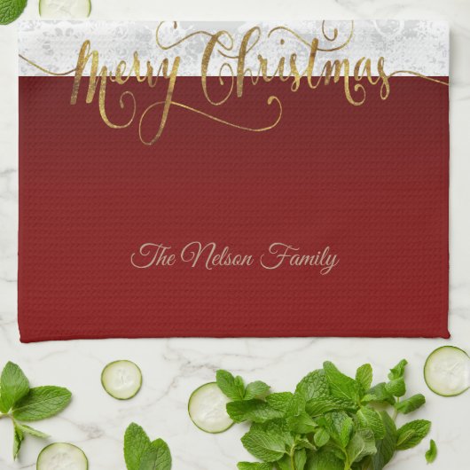 Merry Kerstkerstkerstfoto Theedoek (Gevouwen)