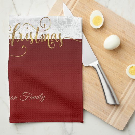 Merry Kerstkerstkerstfoto Theedoek (Quarter Fold)