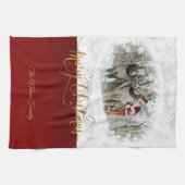 Merry Kerstkerstkerstfoto Theedoek (Horizontaal)