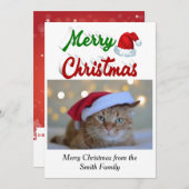 Merry Kerstkerstkerstkerstkerstfoto rood script Feestdagenkaart (Voorkant / Achterkant)