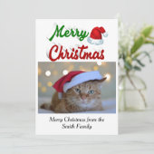 Merry Kerstkerstkerstkerstkerstfoto rood script Feestdagenkaart (Staand voorkant)