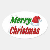 Merry Kerstkerstkerstkerstkerstkerstkerstkerstkers Ovale Sticker (Voorkant)