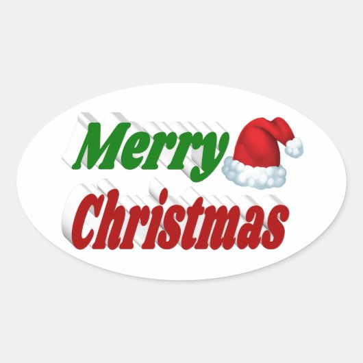 Merry Kerstkerstkerstkerstkerstkerstkerstkerstkers Ovale Sticker (Voorkant)