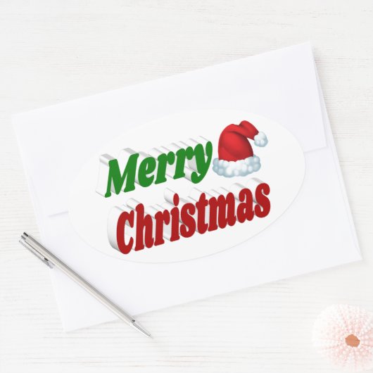 Merry Kerstkerstkerstkerstkerstkerstkerstkerstkers Ovale Sticker (Envelop)