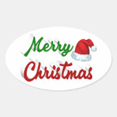 Merry Kerstkerstkerstkerstkerstkerstkerstkerstrood Ovale Sticker (Voorkant)