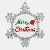 Merry Kerstkerstkerstkerstkerstkerstkerstkerstrood Tin Sneeuwvlok Ornament (Voorkant)