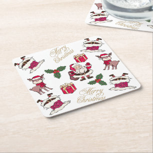 Merry Kerstkerstkerstkerstkerstkerstrenrennen Gift Kartonnen Onderzetters