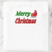 Merry kerstkerstkerstkerstkerstkerstschilderij Sle Ovale Sticker (Tas)