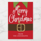 Merry kerstkerstkerstkerstkerstman Elf Suit Persoo Wijn Etiket (Enkel label)