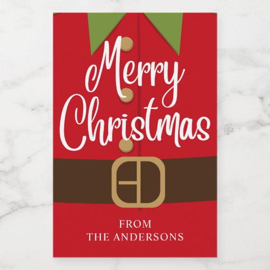 Merry kerstkerstkerstkerstkerstman Elf Suit Persoo Wijn Etiket (Enkel label)