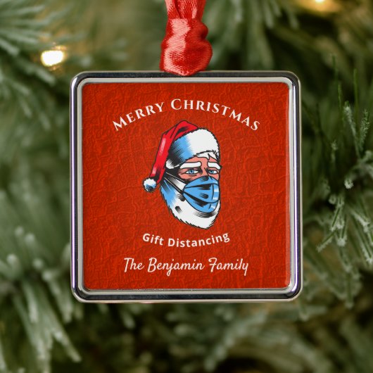 Merry kerstkerstkerstkerstkerstman — gezichtsmaske metalen ornament (Boom)