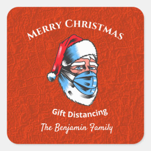 Merry kerstkerstkerstkerstkerstman — gezichtsmaske vierkante sticker