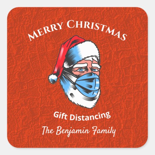 Merry kerstkerstkerstkerstkerstman — gezichtsmaske vierkante sticker (Voorkant)