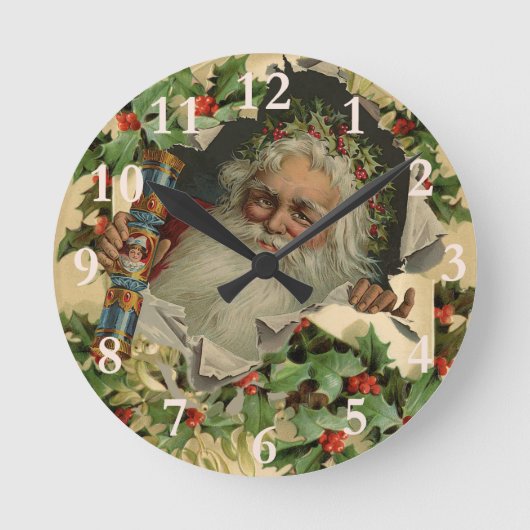 Merry Kerstkerstkerstkerstkerstman Holly Ronde Klok (Voorkant)