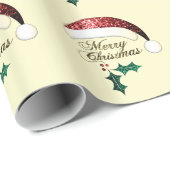 Merry Kerstkerstkerstkerstkerstman Red Gold Green  Cadeaupapier (Rol Hoek)