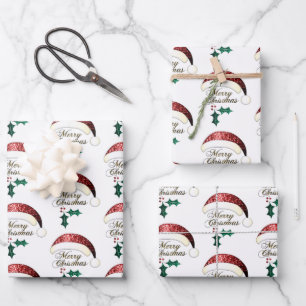 Merry Kerstkerstkerstkerstkerstman Red Gold Green  Inpakpapier Vel