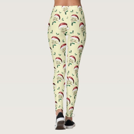 Merry Kerstkerstkerstkerstkerstman Red Gold Green  Leggings (Achterkant)
