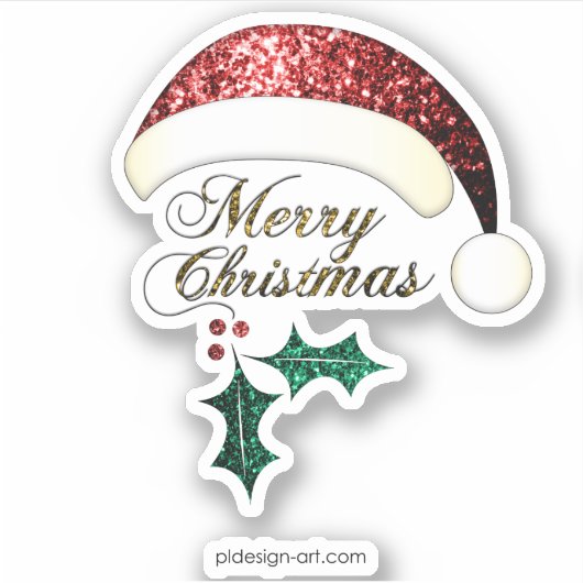 Merry Kerstkerstkerstkerstkerstman Red Gold Green  Sticker (Voorkant)