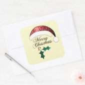 Merry Kerstkerstkerstkerstkerstman Red Gold Green Vierkante Sticker (Envelop)