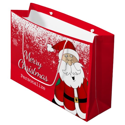 Merry kerstkerstkerstkerstman groot cadeauzakje (Voorkant Gekanteld)