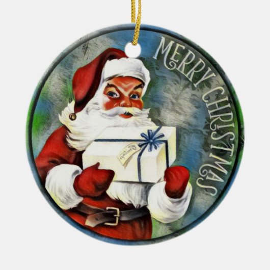 Merry kerstkerstkerstkerstman keramisch ornament (Voorkant)