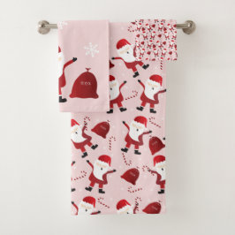 Merry Kerstkerstkerstkerstman Pattern Red White Bad Handdoek