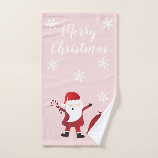 Merry Kerstkerstkerstkerstman Pattern Red White Bad Handdoek (Handdoek)