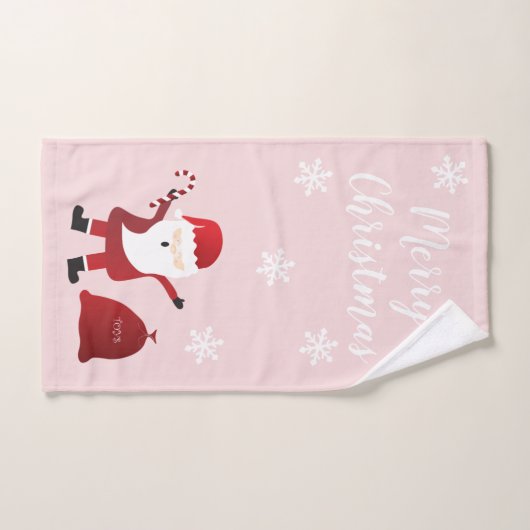 Merry Kerstkerstkerstkerstman Pattern Red White Bad Handdoek (Handdoek)