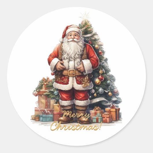 Merry kerstkerstkerstkerstman ronde sticker (Voorkant)