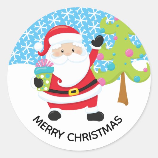 Merry kerstkerstkerstkerstman ronde sticker (Voorkant)