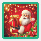 Merry kerstkerstkerstkerstman vierkante sticker (Voorkant)