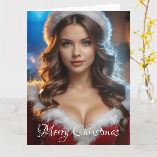 Merry Kerstkerstkerstkerstmeisje Kaart (Gele Bloem)