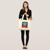 Merry kerstkerstkerstkerstset grote tote bag (Voorkant (model))