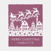 Merry Kerstkerstkerstkerstwinter Snowflakes Naam Fleece Deken (Voorkant)