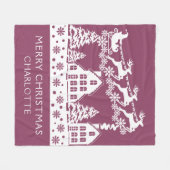 Merry Kerstkerstkerstkerstwinter Snowflakes Naam Fleece Deken (Voorkant (Horizontaal))