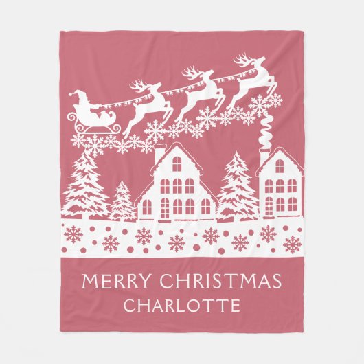 Merry Kerstkerstkerstkerstwinter Snowflakes Naam Fleece Deken (Voorkant)