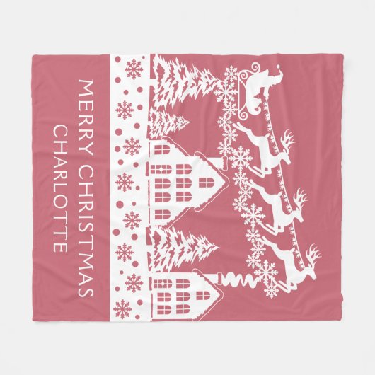 Merry Kerstkerstkerstkerstwinter Snowflakes Naam Fleece Deken (Voorkant (Horizontaal))