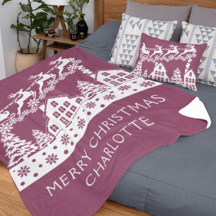 Merry Kerstkerstkerstkerstwinter Snowflakes Naam Fleece Deken