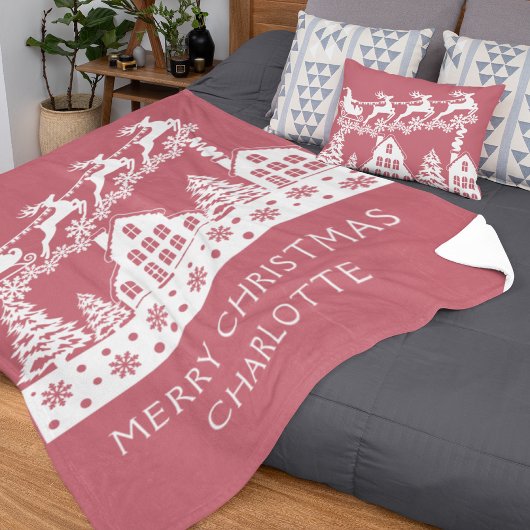 Merry Kerstkerstkerstkerstwinter Snowflakes Naam Fleece Deken