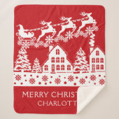 Merry Kerstkerstkerstkerstwinter Snowflakes Naam Sherpa Deken (Voorkant)