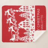 Merry Kerstkerstkerstkerstwinter Snowflakes Naam Sherpa Deken (Voorkant (horizontaal))
