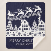 Merry Kerstkerstkerstkerstwinter Snowflakes Naam Sherpa Deken (Voorkant)