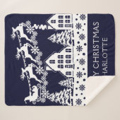 Merry Kerstkerstkerstkerstwinter Snowflakes Naam Sherpa Deken (Voorkant (horizontaal))