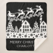 Merry Kerstkerstkerstkerstwinter Snowflakes Naam Sherpa Deken (Voorkant)
