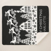 Merry Kerstkerstkerstkerstwinter Snowflakes Naam Sherpa Deken (Voorkant (horizontaal))