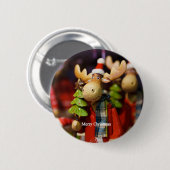 Merry Kerstkerstkerstman Moose Ronde Button 5,7 Cm (Voorkant /achterkant)