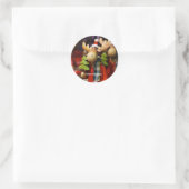 Merry Kerstkerstkerstman Moose Ronde Sticker (Tas)
